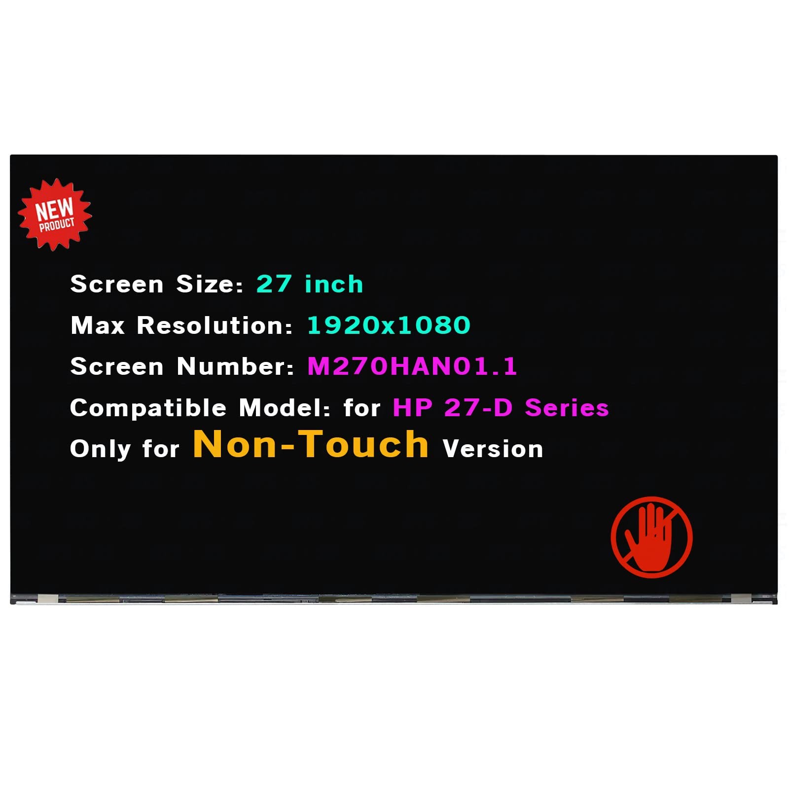For HP 27-C 27-cb0156m LCD Non-Touch Screen Display FHD 1080P 30Pins M270HAN01.1