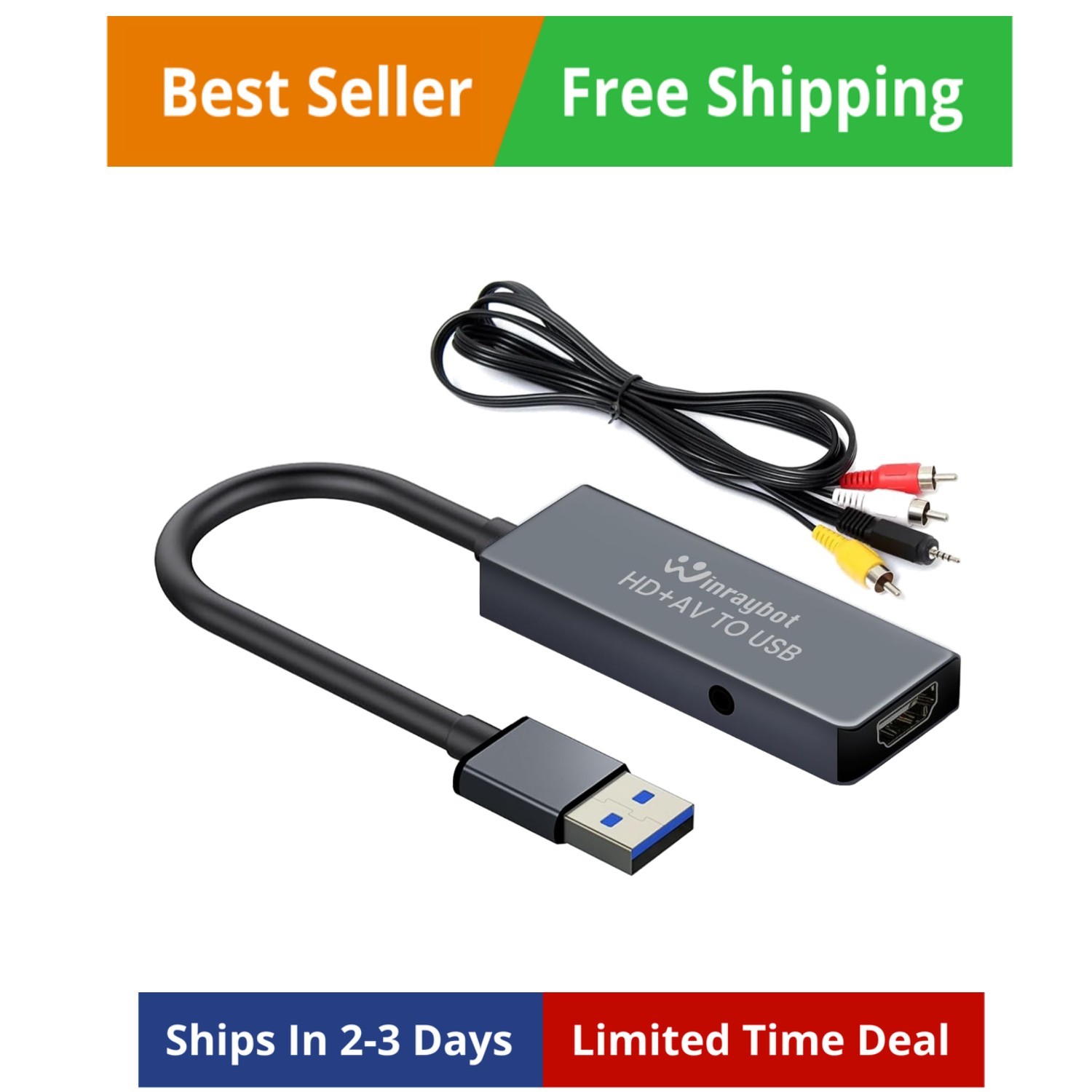 USB Video Capture Card for VHS/HDMI/AV/RCA – Analog to Digital Video Converte…