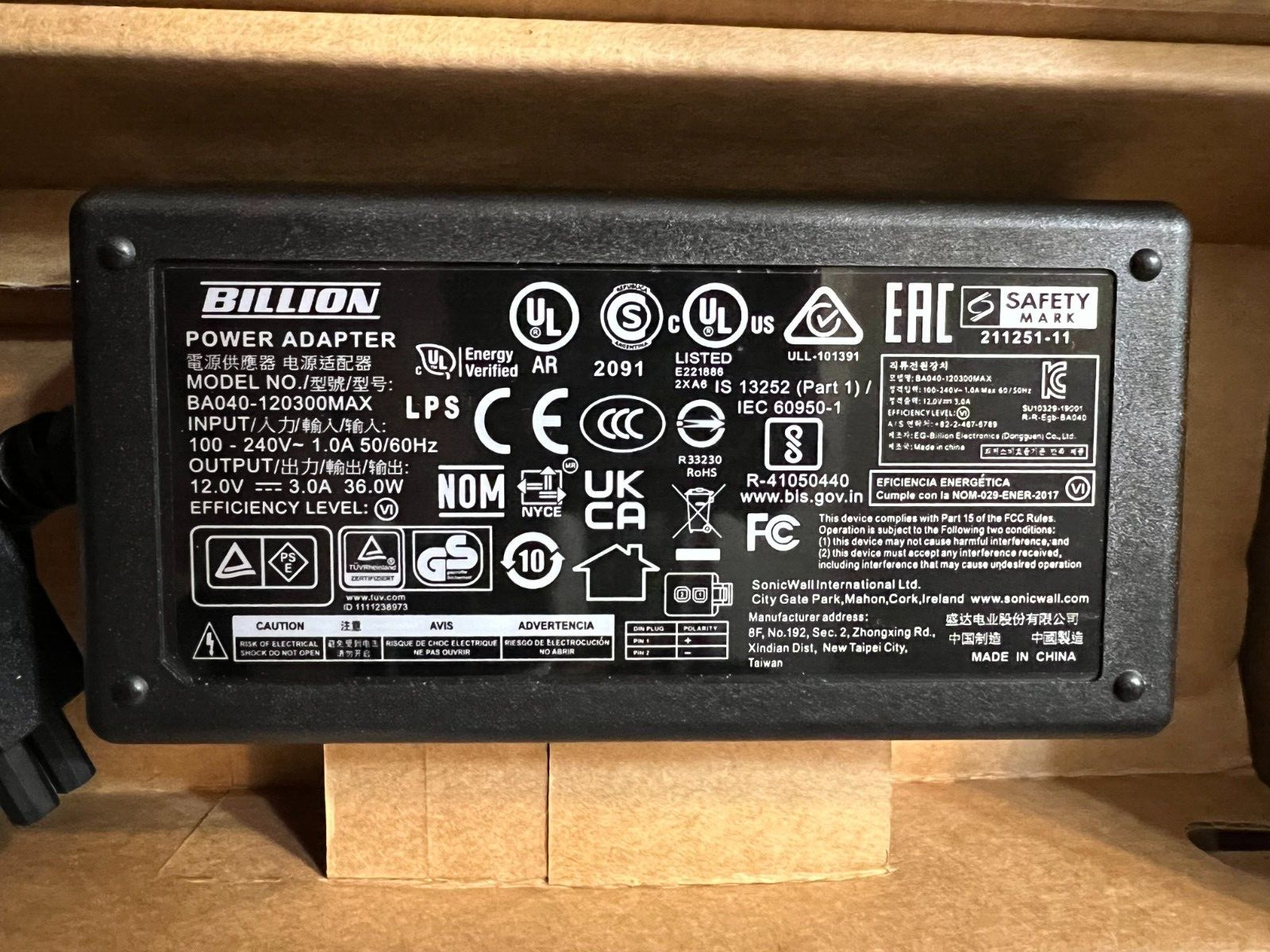 NIB SONICWALL 02-SSC-3069 TZ470/TZ370/T270, BILLION BA040-120300MAX Power Supply