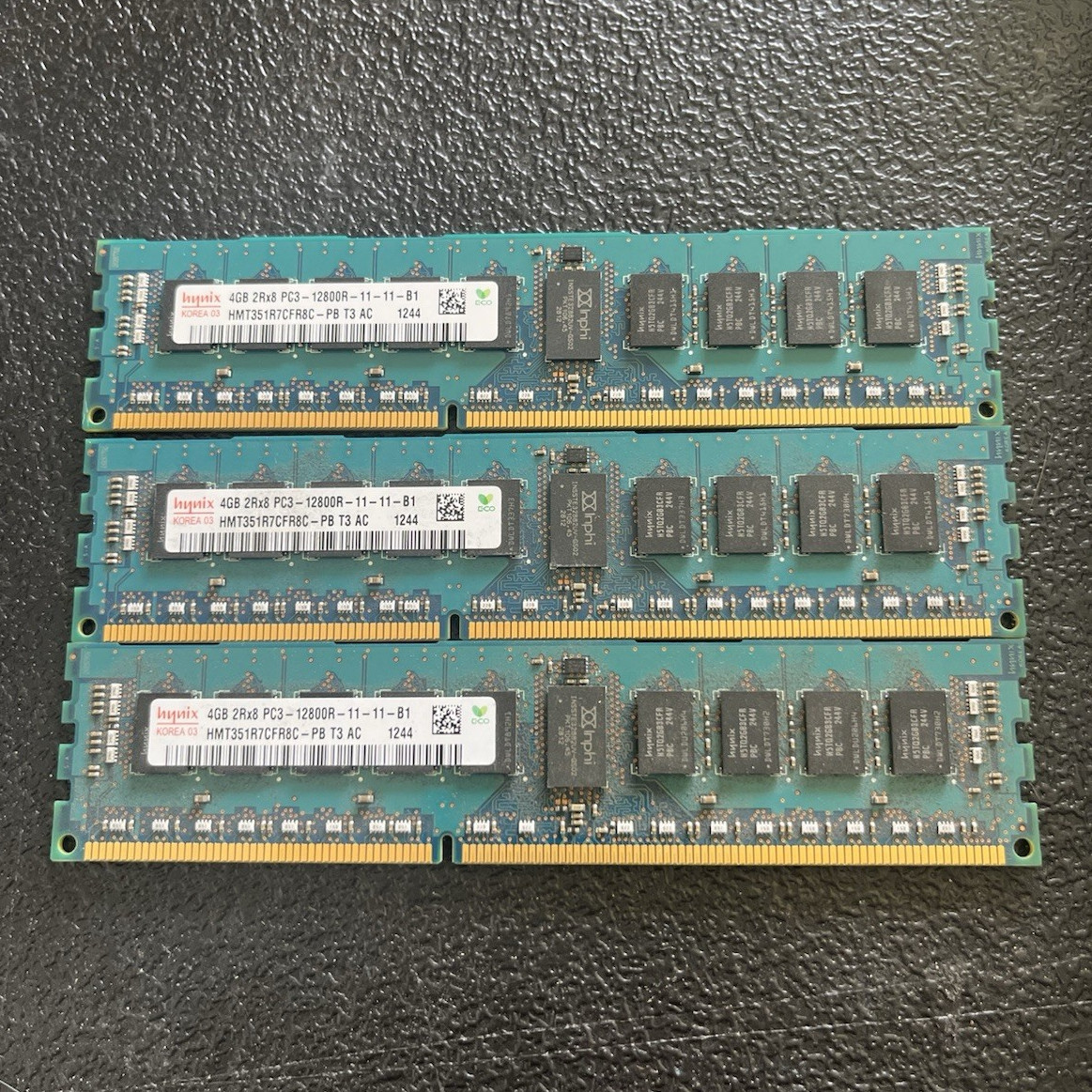 Set of 3 Hynix 12GB (3x4GB) DDR3 PC3-12800R ECC Registered 240-Pin DIMM RAM