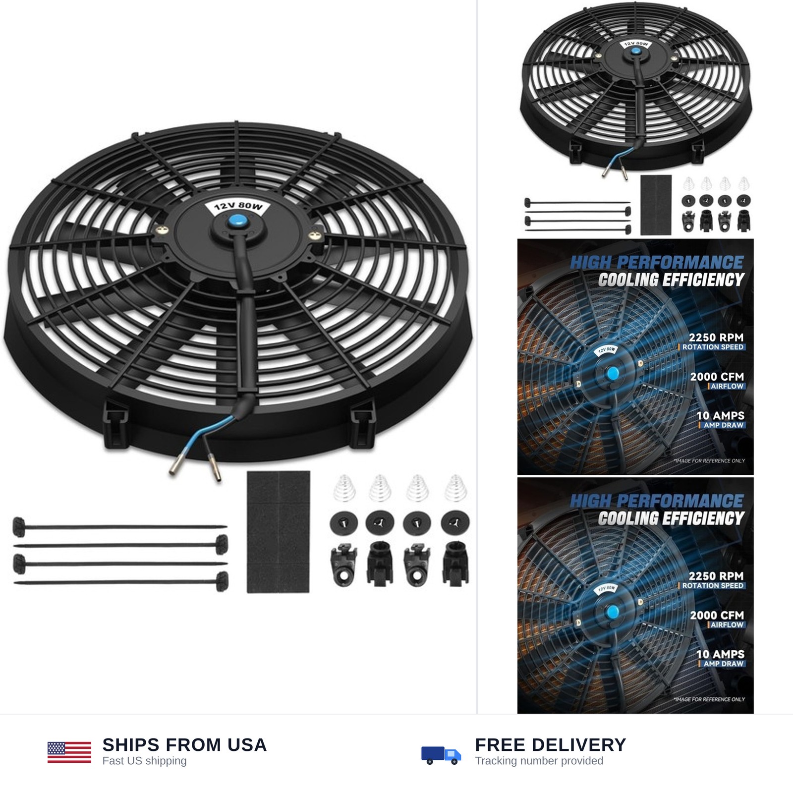 Auto Dynasty (Pack of 1) Universal 16 Inches High Performance Electric Slim R…