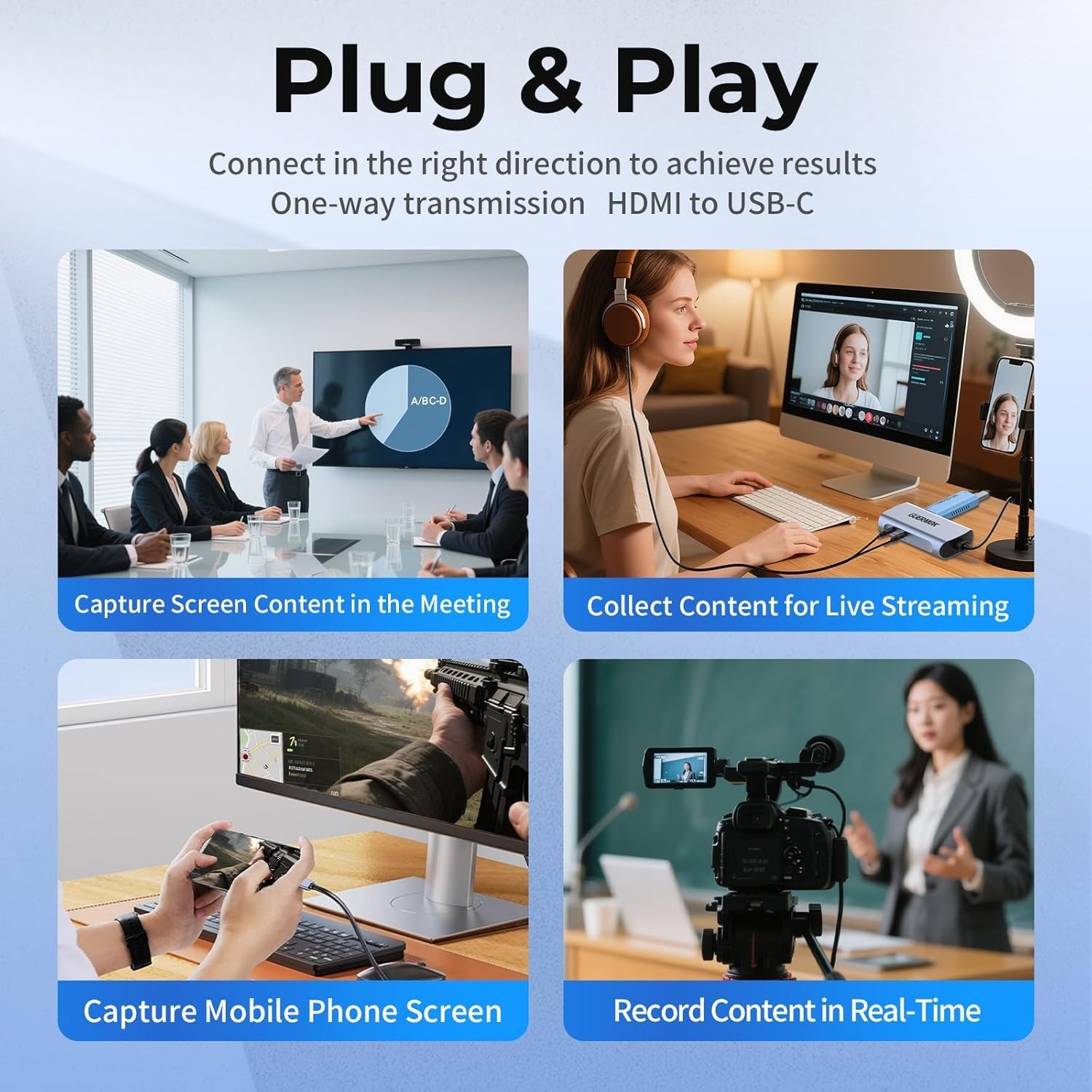 4K@60FPS Capture Card for Streaming, 2K@144FPS USB 3.0 HDMI to USBC Camera Vi…