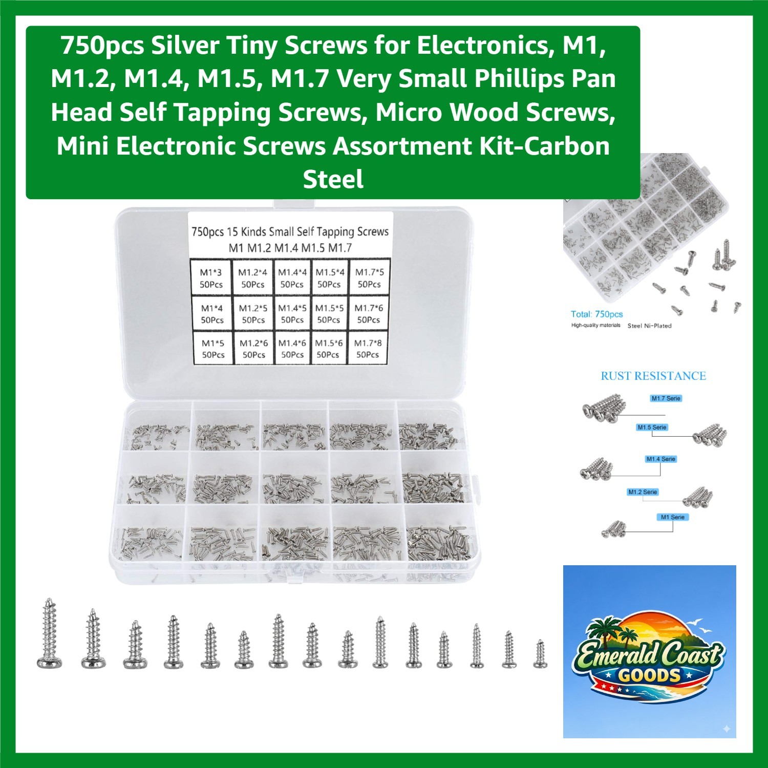 750 PCS Small Metric Screws Assortment Kit Phillips Pan Head Watches Cell Phone