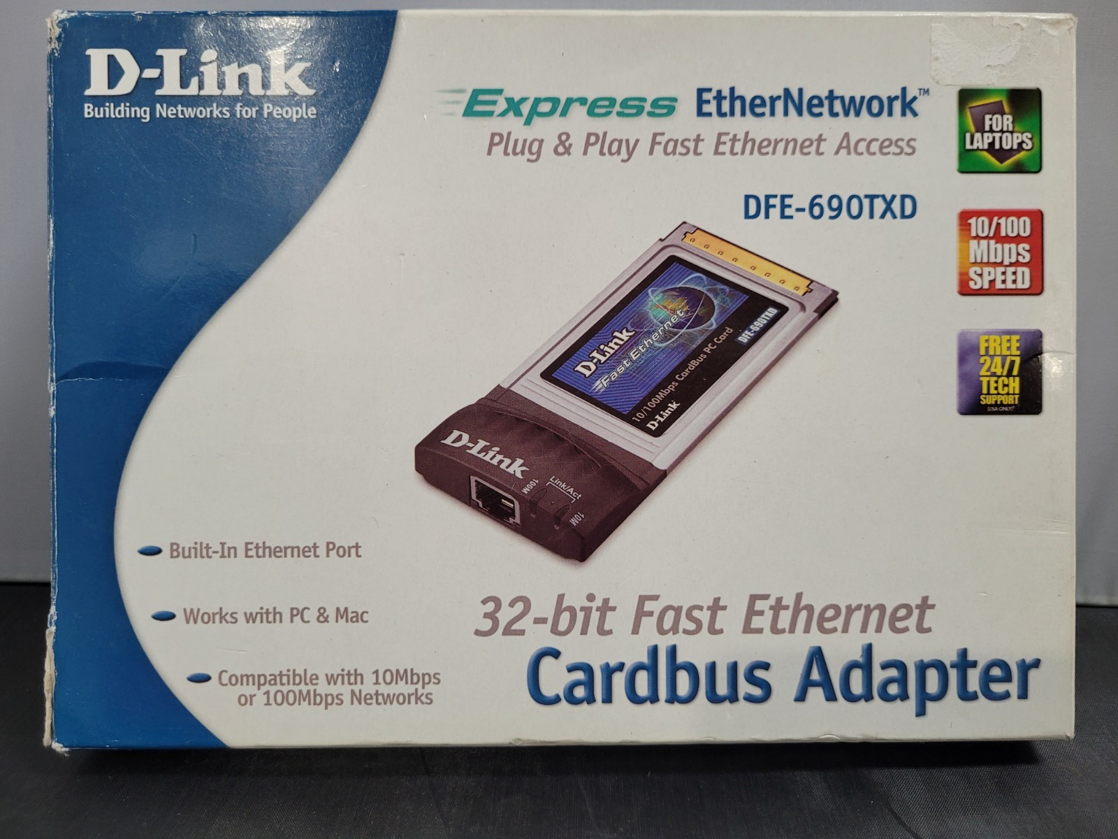 D-Link DFE-690TXD Wired CardBus Ethernet Adapter 1 Port 100 Mbps RJ-45
