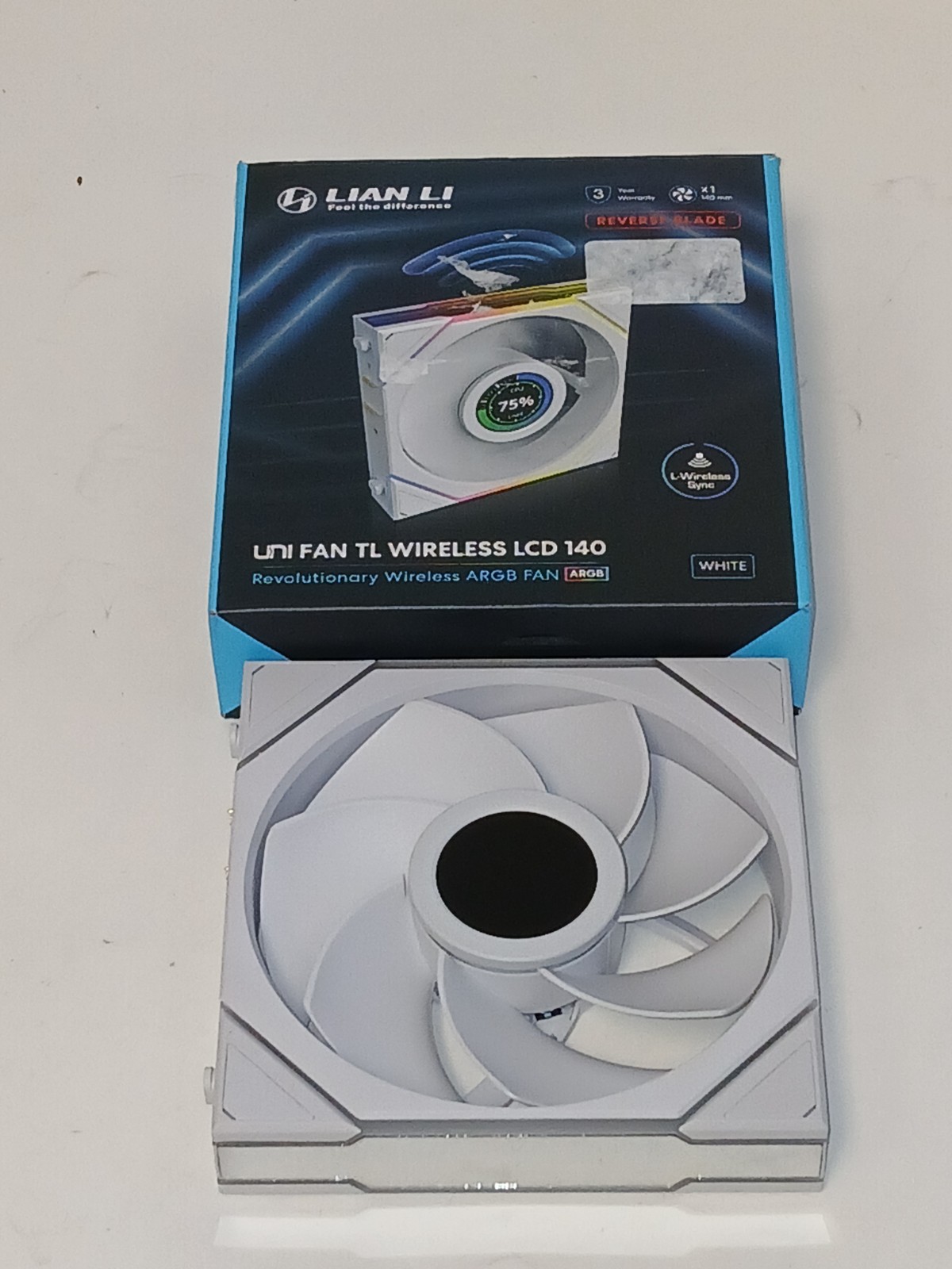 Untested Lian Li TL Wireless 140 LCD – White – REVERSE – FAN ONLY (Read)