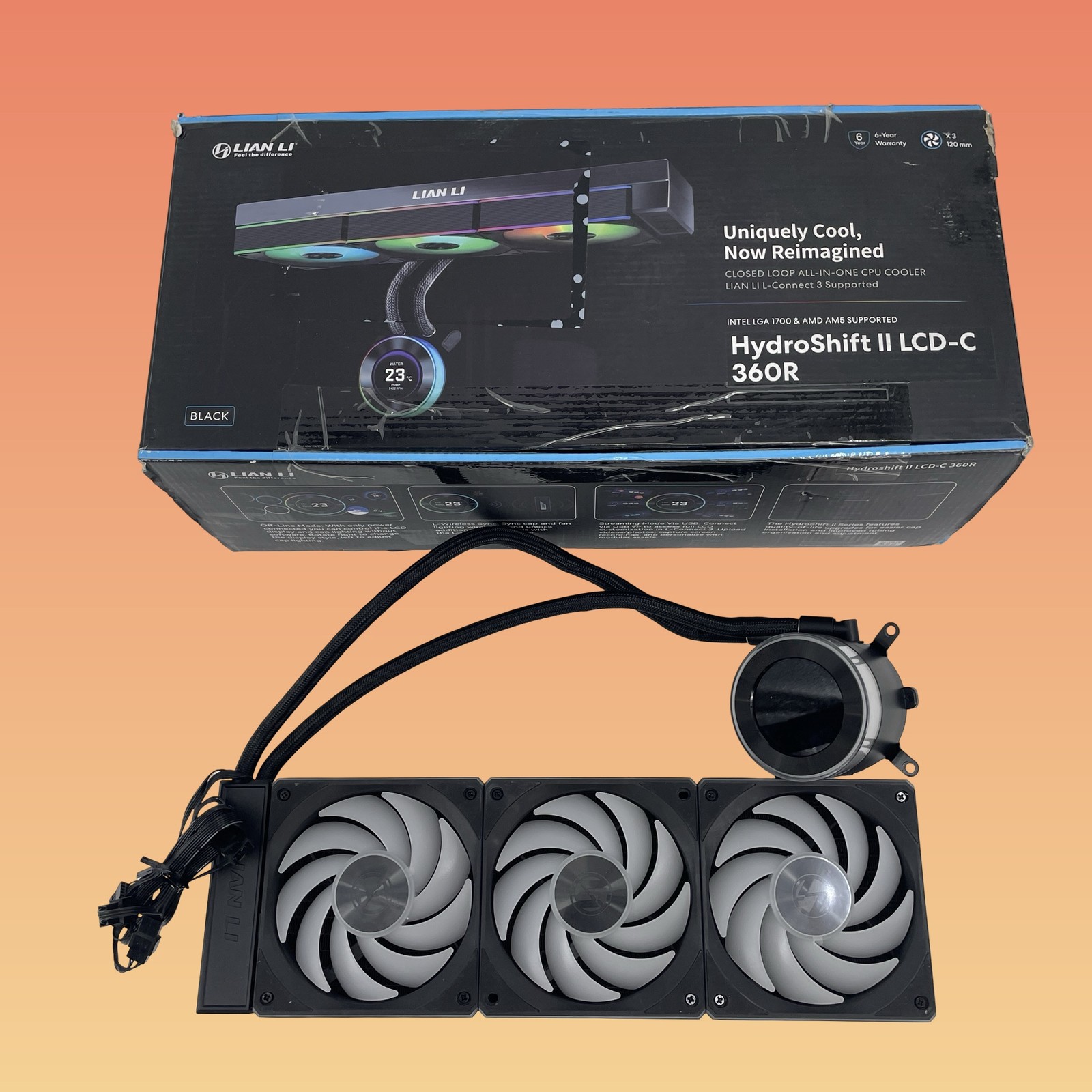 Lian Li Hydroshift II LCD-C 360R Liquid CPU Cooler 360mm HS2LCD36RB #UM8751 (AR)