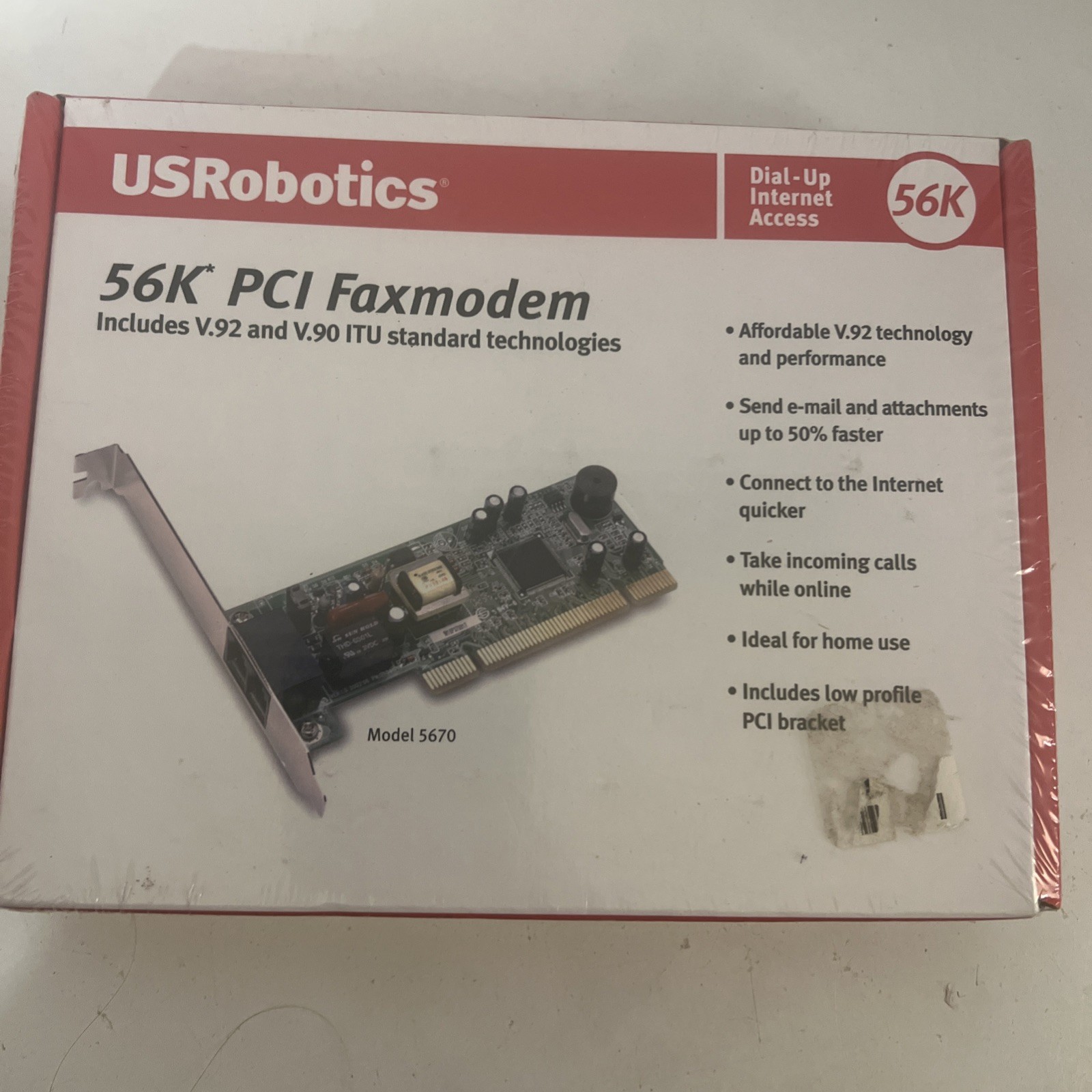 NOS US Robotics 56K PCI Faxmodem V.92 & V.90 ITU Standard 5670 | Sealed!
