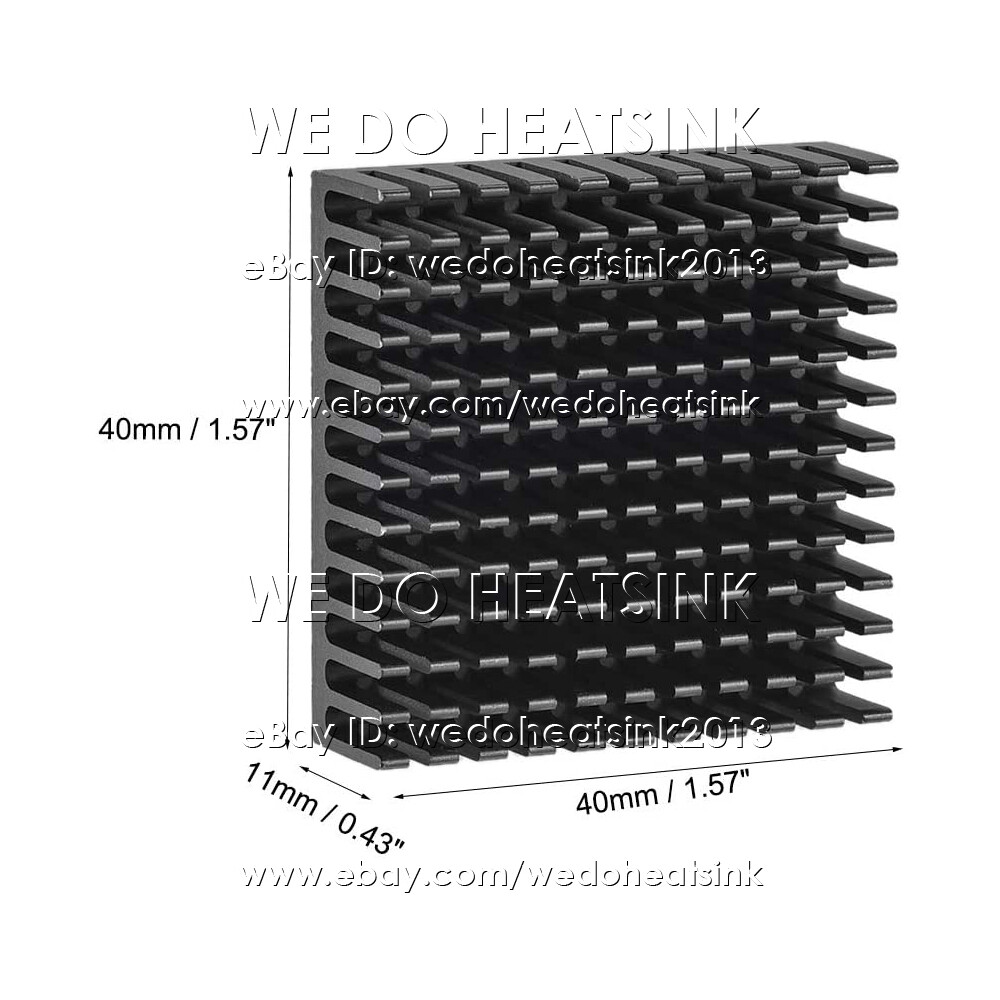 40x40x11mm Black Anodized Heatsink Radiator Cooler With Adhesive Tape Applied