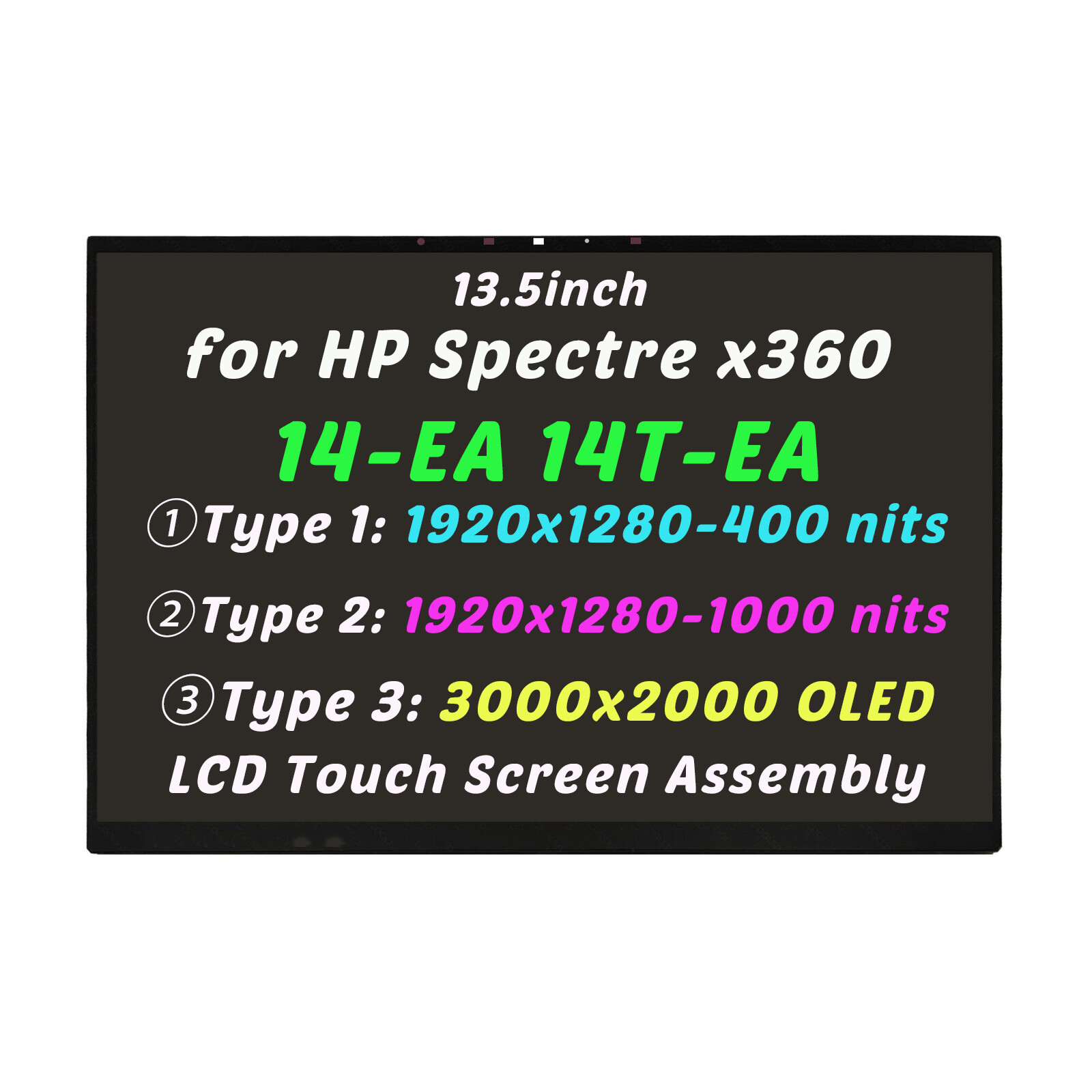 13.5in LCD Touch Screen Display Assembly for HP Spectre x360 14T-EA100 14T-EA200