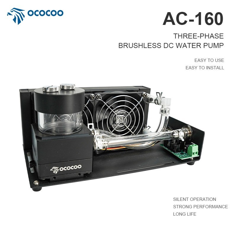 OCOCOO AC160 Industrial Water Cooling Kit Copper Radiator 5M Lift Pump 12V DIY P