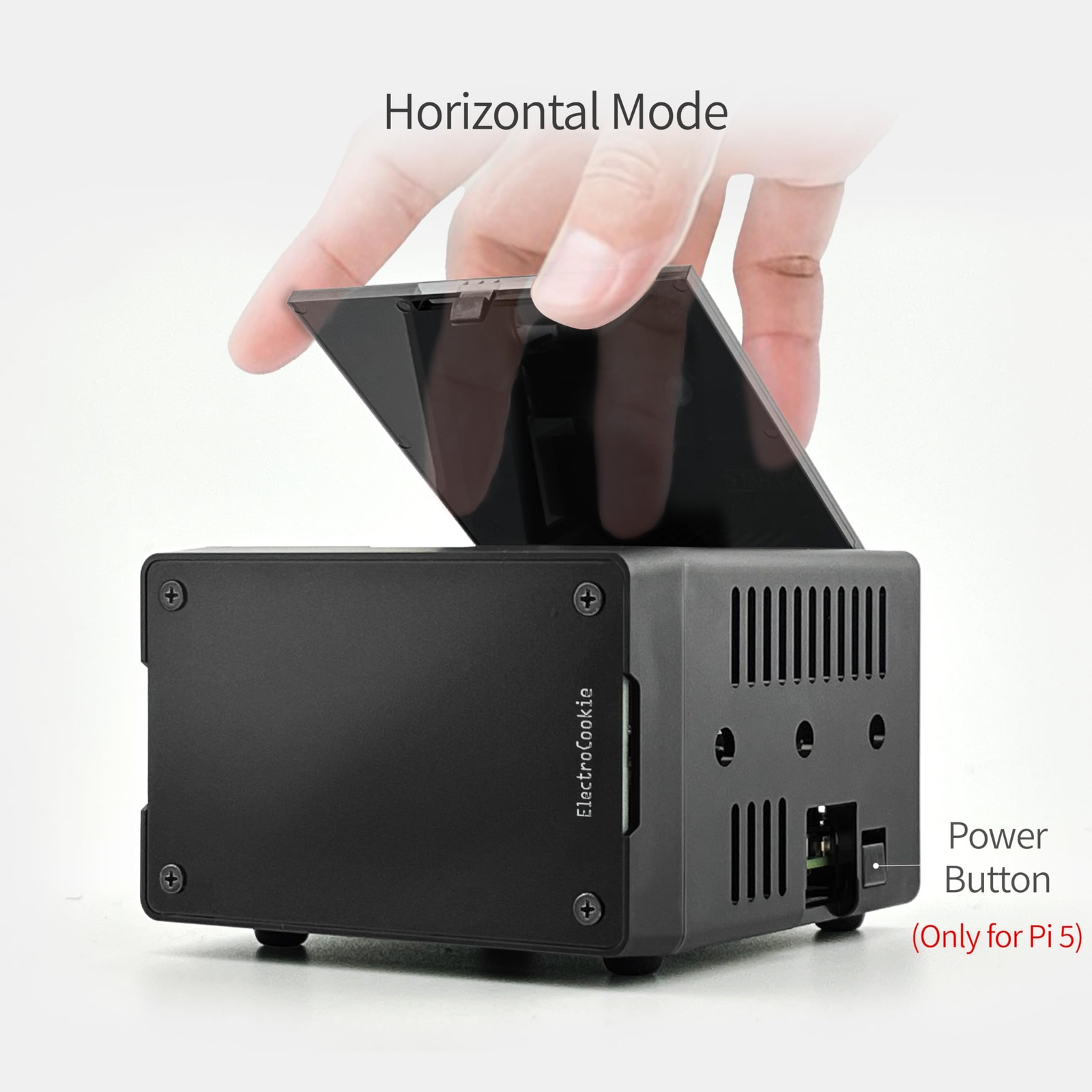 ElectroCookie Mini PC Case for Raspberry Pi 5 with M.2 NVMe SSD Matte Black