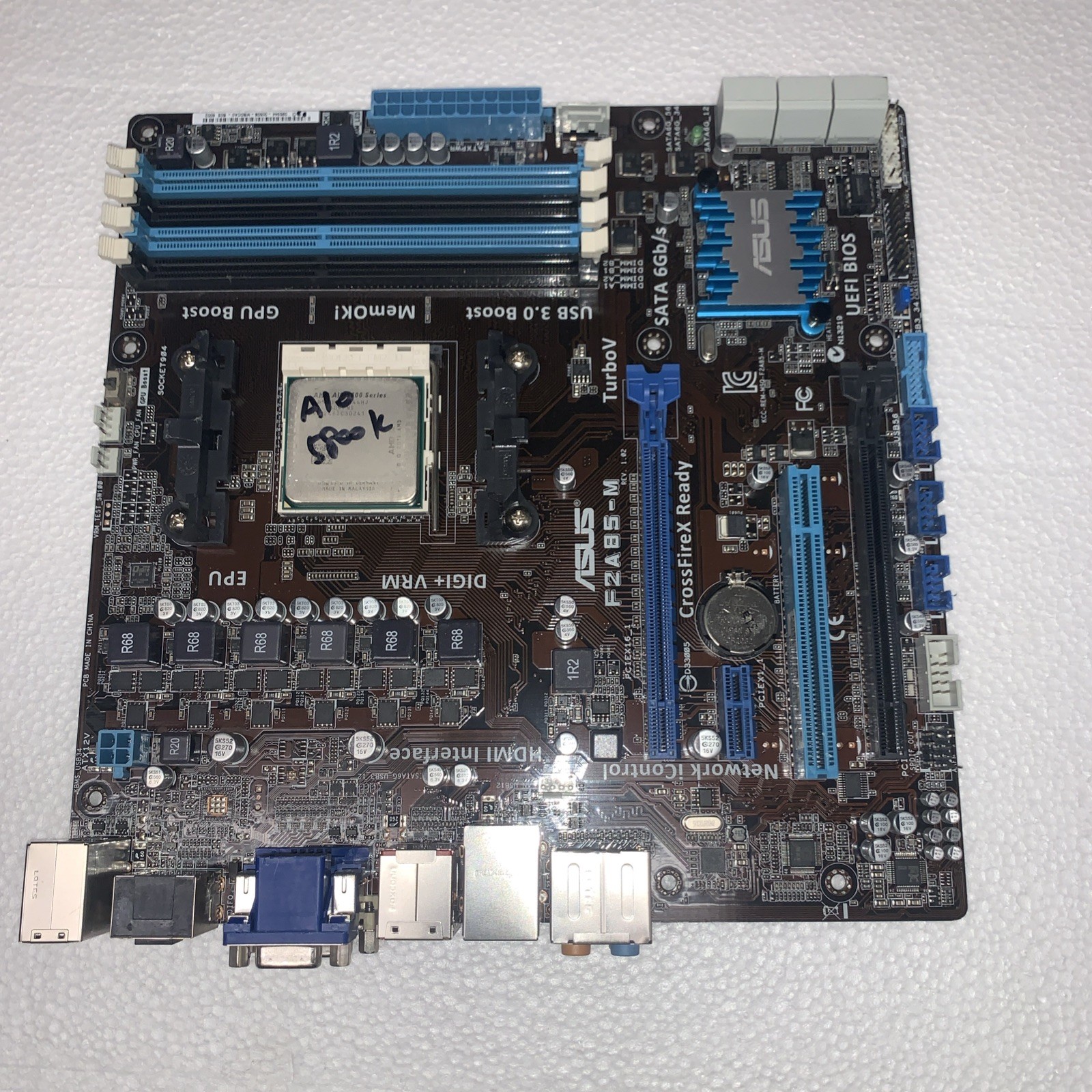 ASUS F2A85-M Motherboard + AMD A10-5800K CPU Combo FM2 (no IO shield)