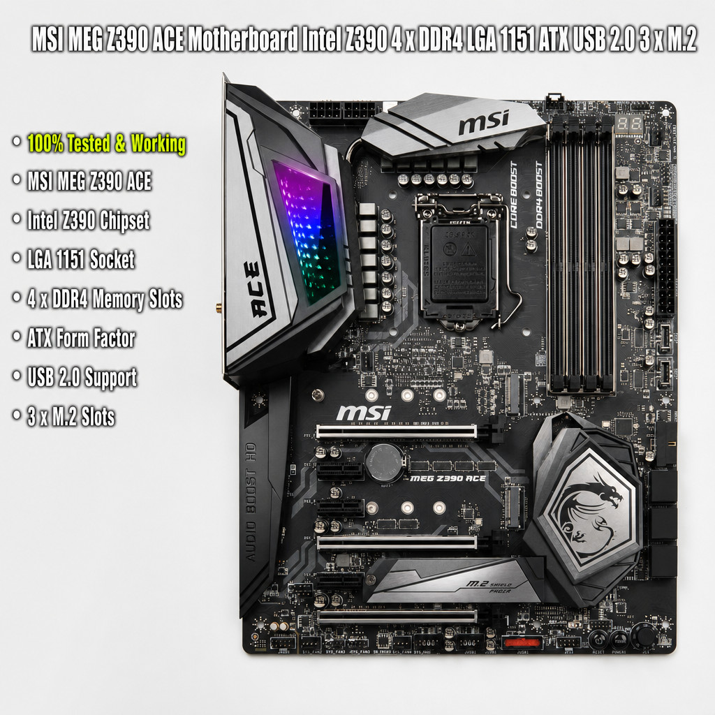MSI MEG Z390 ACE Motherboard Intel Z390 4 x DDR4 LGA 1151 ATX USB 2.0 3 x M.2