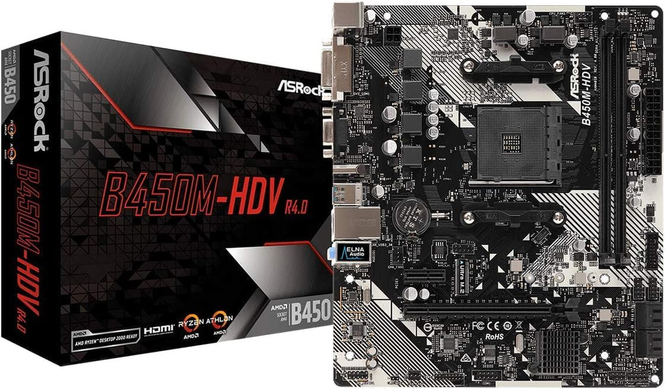 B450M-HDV R4.0 AMD B450 AM4 Socket Ryzen 2000 – 5000 Processors DDR4 3200 64GB H