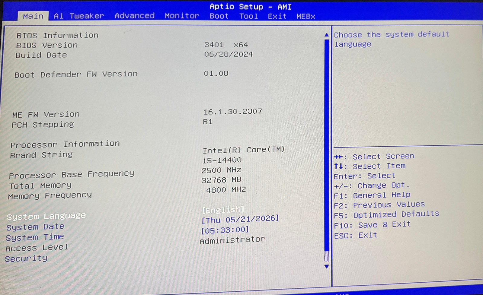 Intel i5-14400 + Asus Pro Q670M-C-CSM + 32GB DDR5-5600 UDIMM Ram