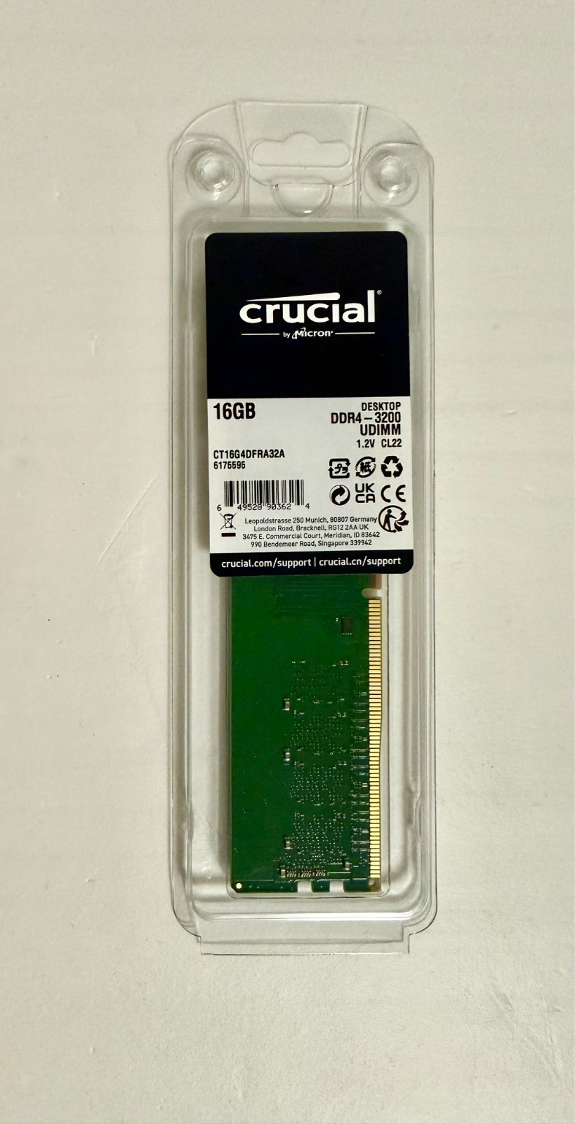 Crucial 16GB DDR4 3200 MHz CL22 RAM Module (CT16G4DFRA32A)