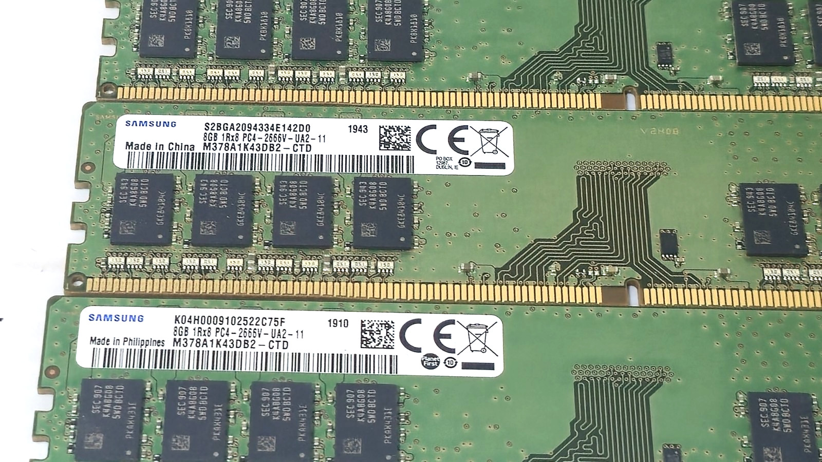 LOT 22 Samsung M378A1K43CB2-CTD 8GB 1Rx8 PC4-2666V DDR4 DIMM Desktop Memory RAM