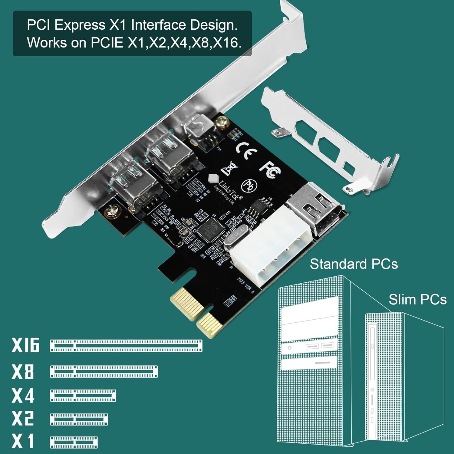 FireWire 400 Expansion Card for Windows PCs – 4 Ports 1394A