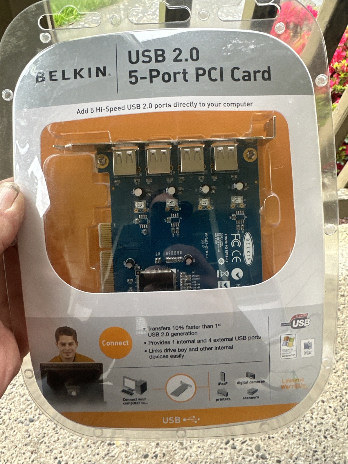 Belkin USB 2.0 5-Port PCI Card 1 internal and 4 external USB Port F5U220V1