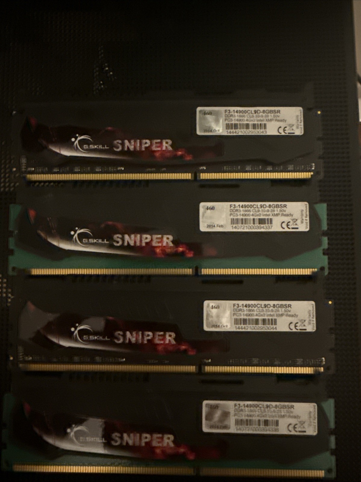 Memory G.Skill Sniper 16GB 4x4GB ddr3 1866pc3 CL9-10-9-28 DIMM F3-14900CL9D-8GBS