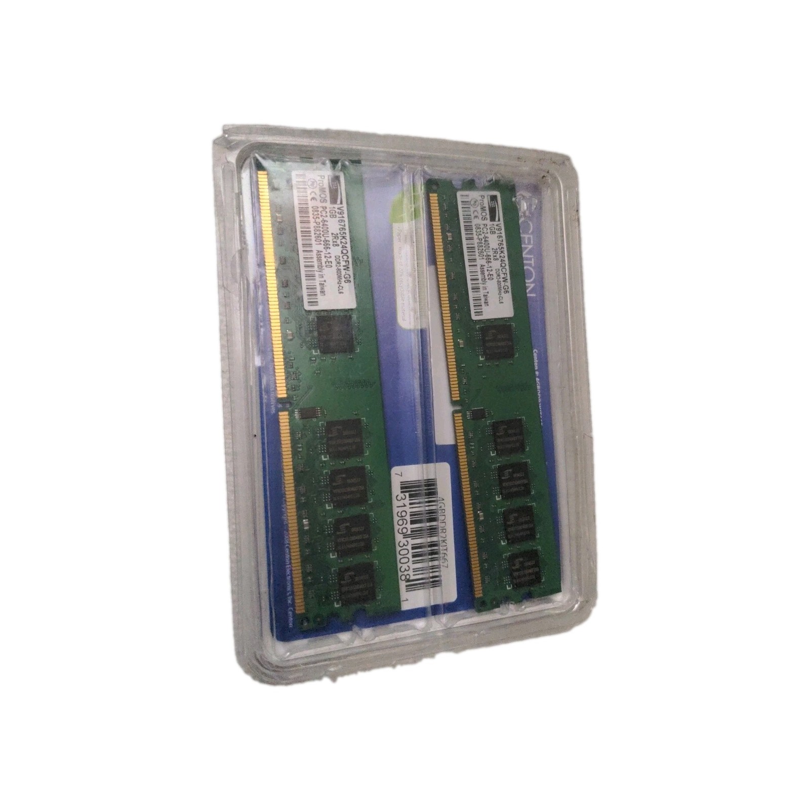 2GB (2x1GB) ProMOS 1GB DDR2 2Rx8 PC2-6400U-666Mhz Good Shape Tested Works