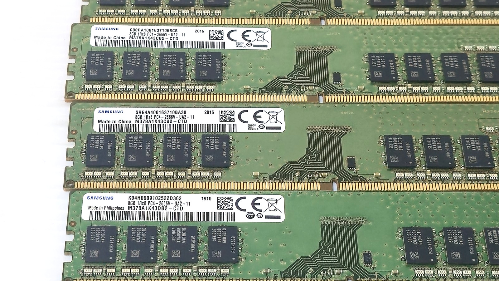 LOT 22 Samsung M378A1K43CB2-CTD 8GB 1Rx8 PC4-2666V DDR4 DIMM Desktop Memory RAM
