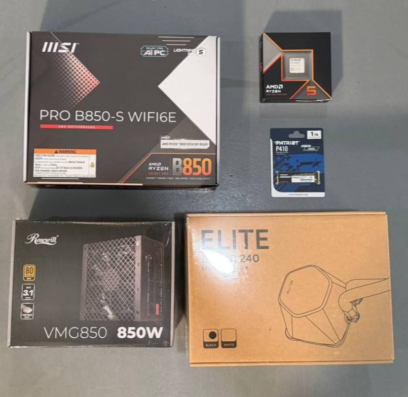 AM5 Bundle: MSI B850-S + AMD Ryzen 5 9600X + AIO + 1TB SSD M.2 Gen4 + 850W PSU