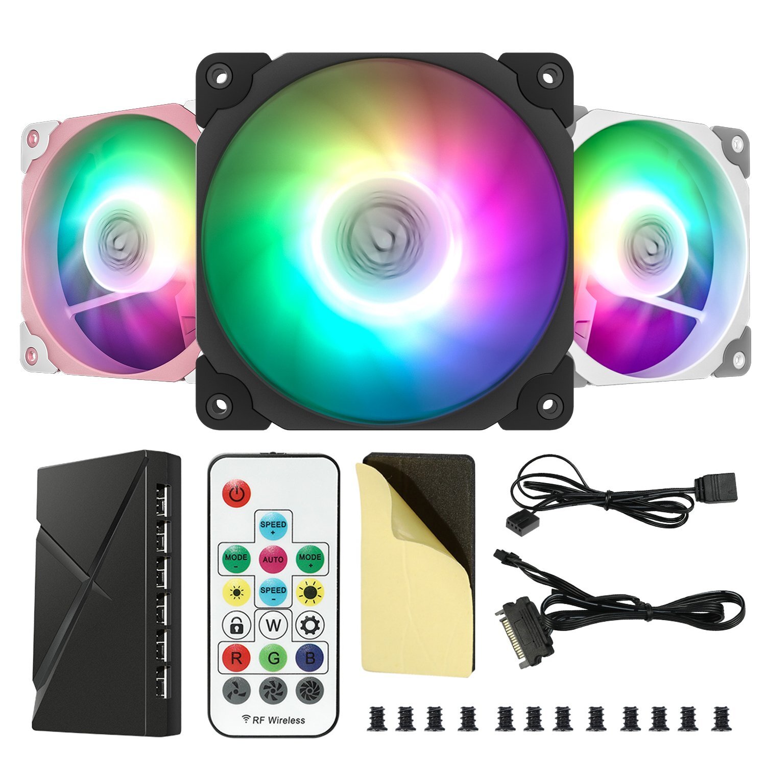 3Pack Vetroo 120mm ARGB LED Computer PC Case Cooler Cooling Fan High-Performance