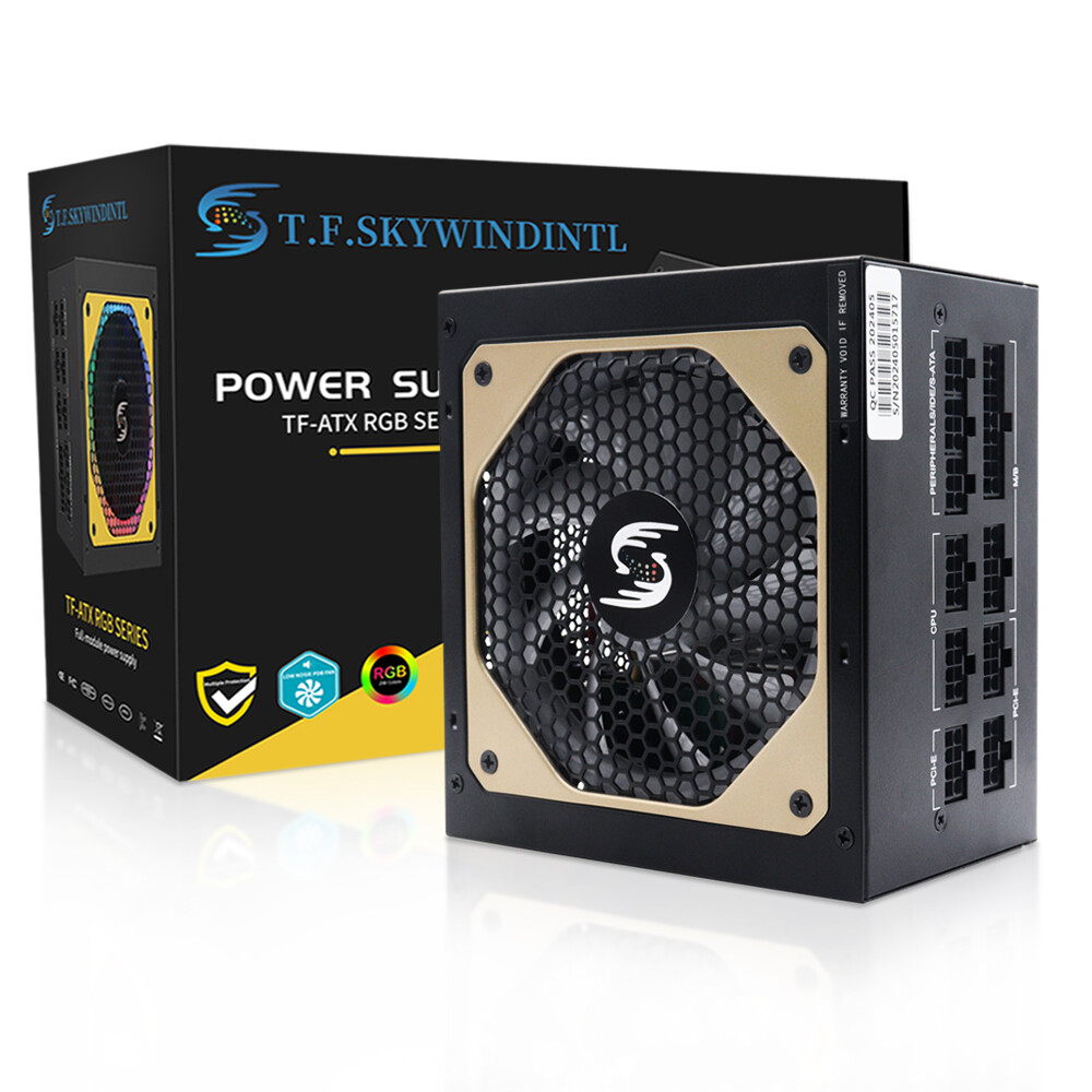 ATX 750w Full Modular Power Supply Dual CPU with Silent RGB Fan, 85% Efficiency