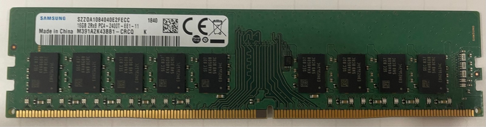 Samsung 16GB 2Rx8 PC4-2400T-EE1-11 M391A2K43BB1-CRQC RAM DDR4 Lenovo FRU:00PH825