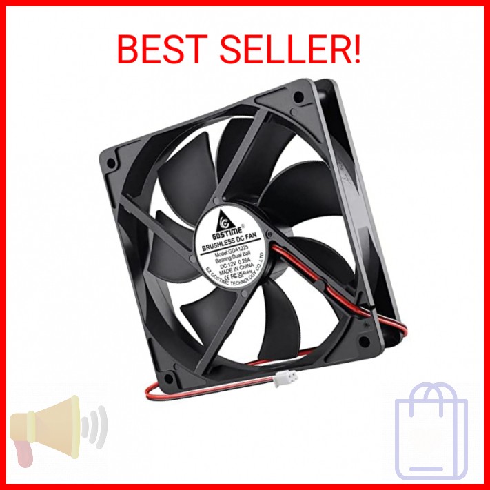 GDSTIME Dual Ball Bearings 120mm x 120mm x 25mm 5 inch 12v Brushless DC Cooling