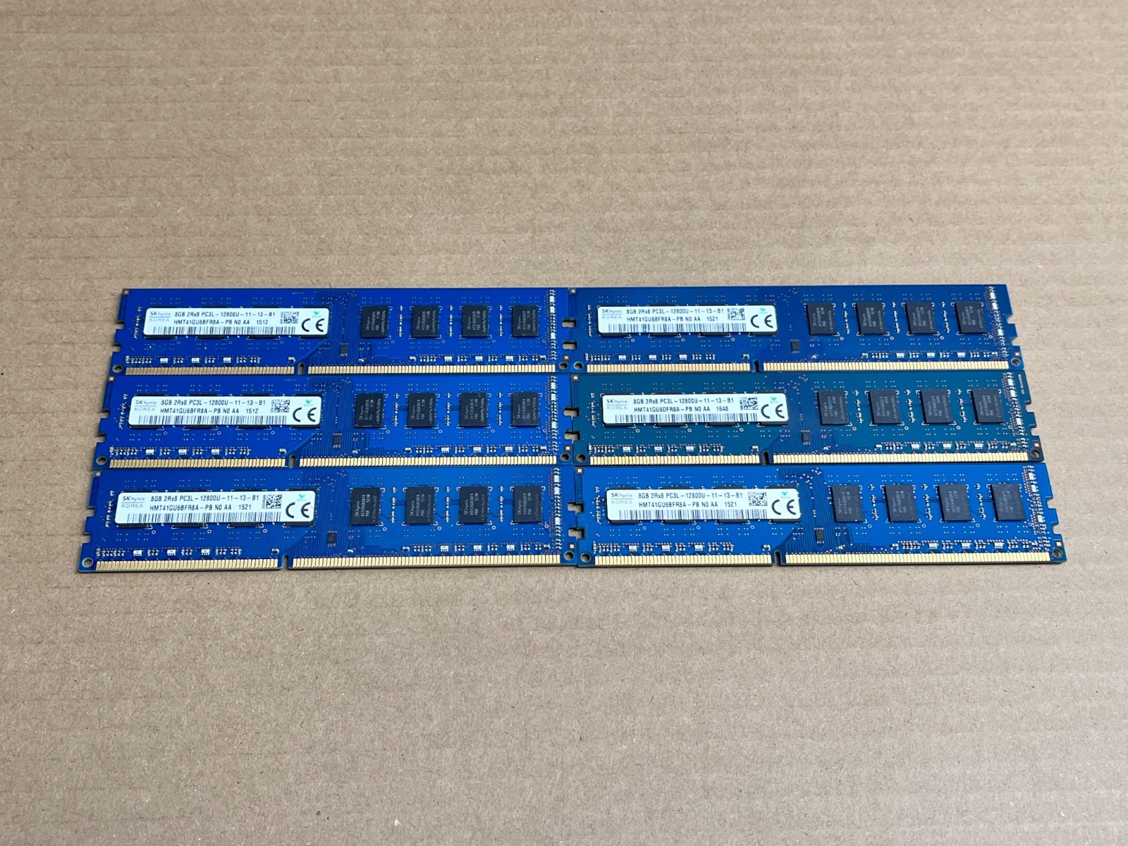 SK Hynix 48GB (6 x 8GB) 1600 MHz DDR3L PC3L-12800U RAM HMT41GU6BFR8A-PB NO AA