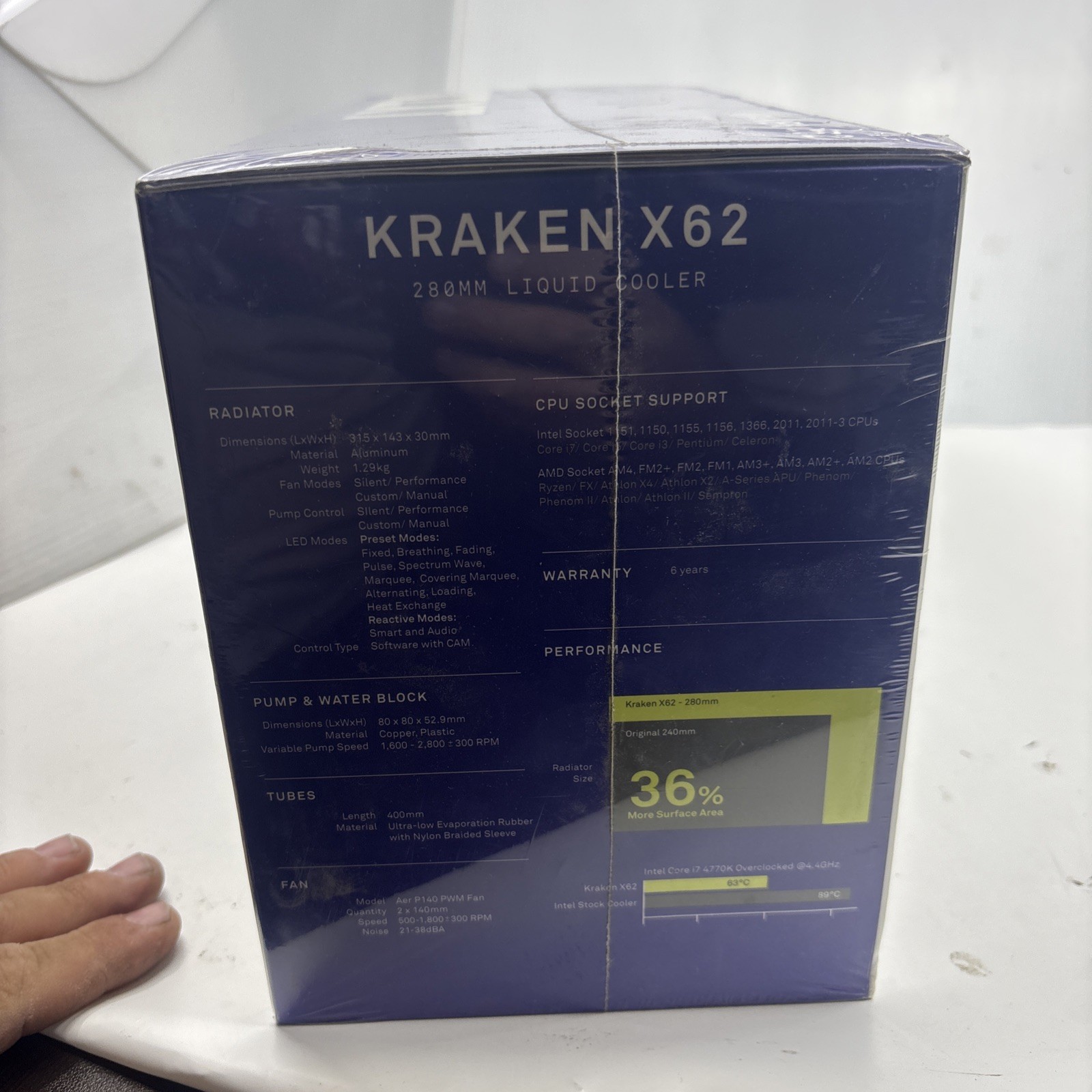 NZXT Kraken X62 280mm – AIO RGB CPU Liquid Cooler – SEALED