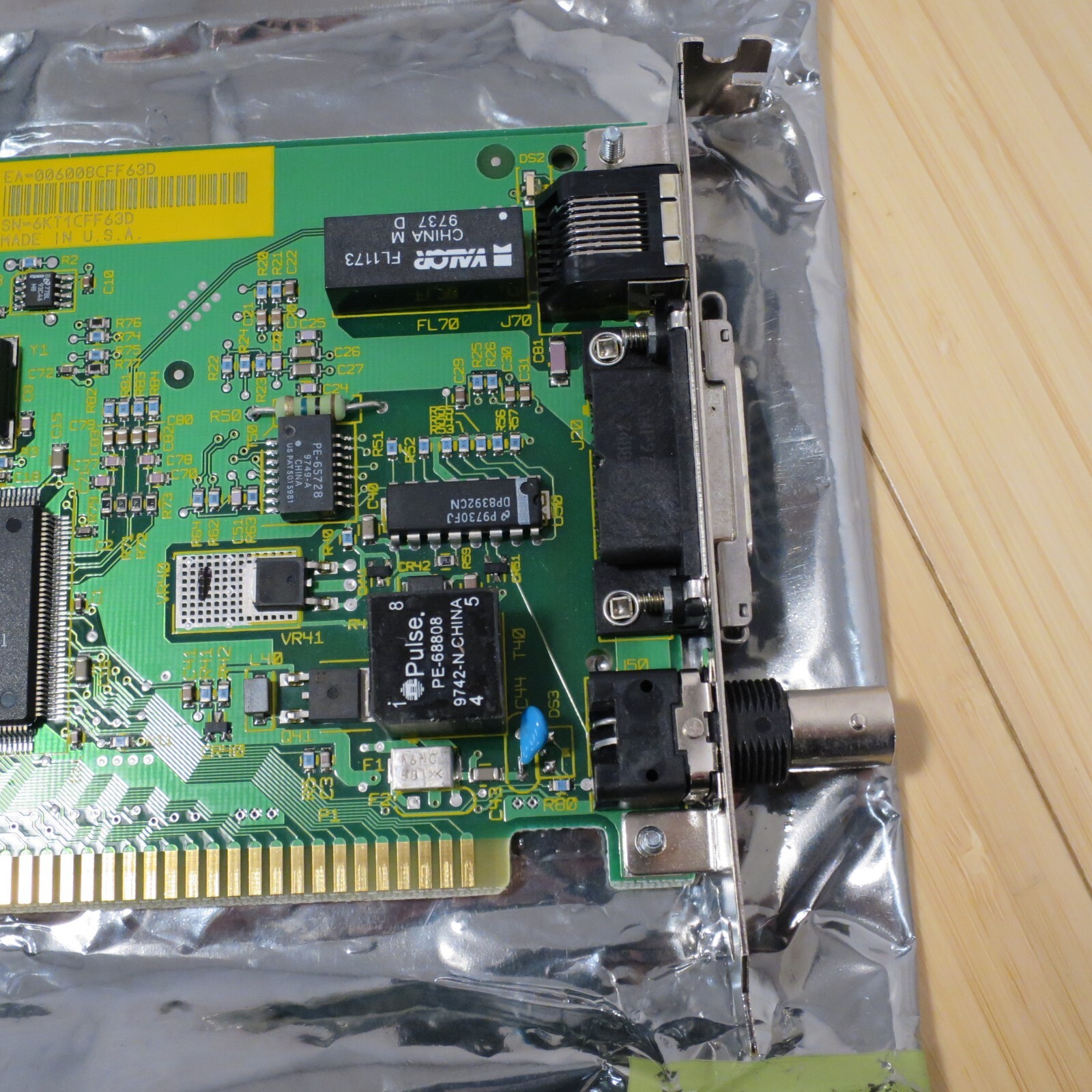 Network Card 3Com Etherlink III 3C509B-C Combo ISA RJ45 BNC 03-0021-010 REV A…