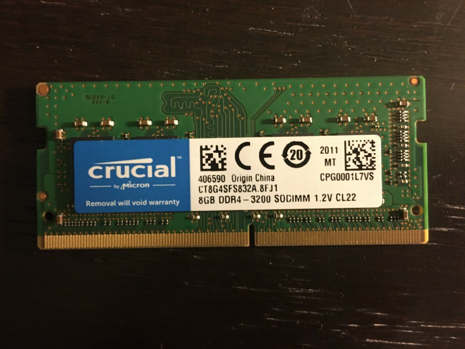 Crucial 8GB (1 x 8GB) PC4-25600 (DDR4-3200) Memory (CT8G4SFS832A)