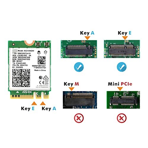 AX210NGW WiFi 6E Card M.2 5400Mbps Tri-Band Wireless Module for Laptop,11AX