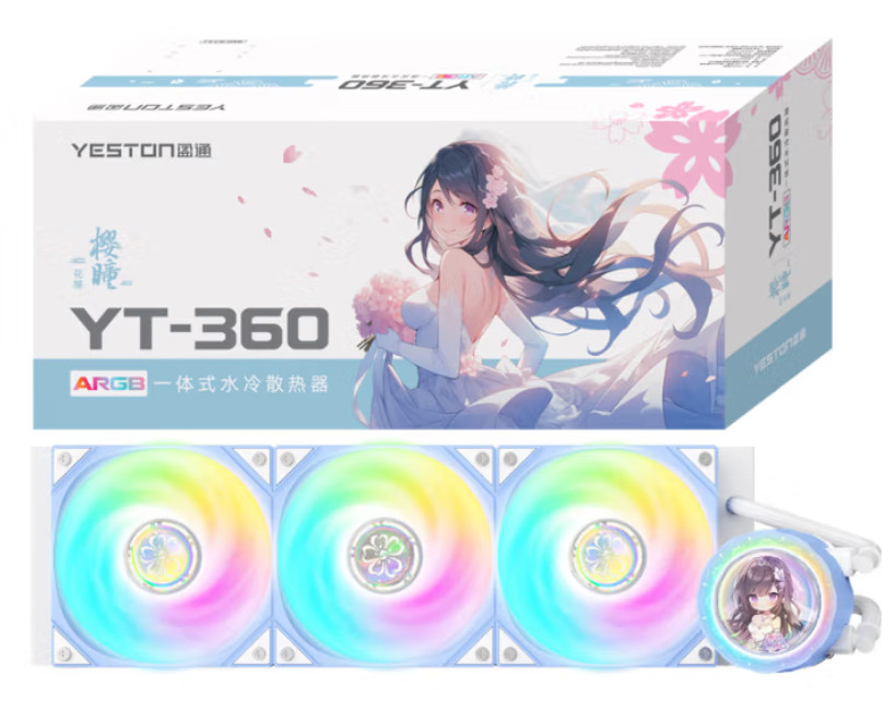Yeston Chiguo x Hanayome ARGB12 YT-360 All-in-One Liquid CPU Cooler for AMD.