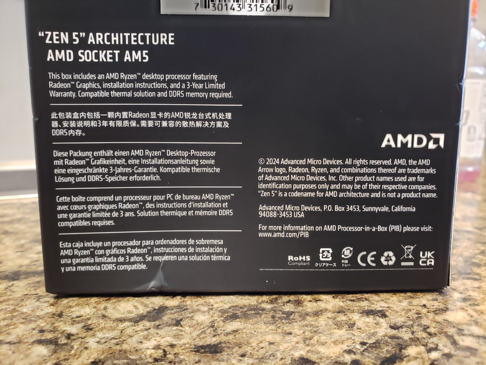 AMD Ryzen 5 9600X 6-Core, 12-Thread Unlocked Desktop Processor NEW SEALED