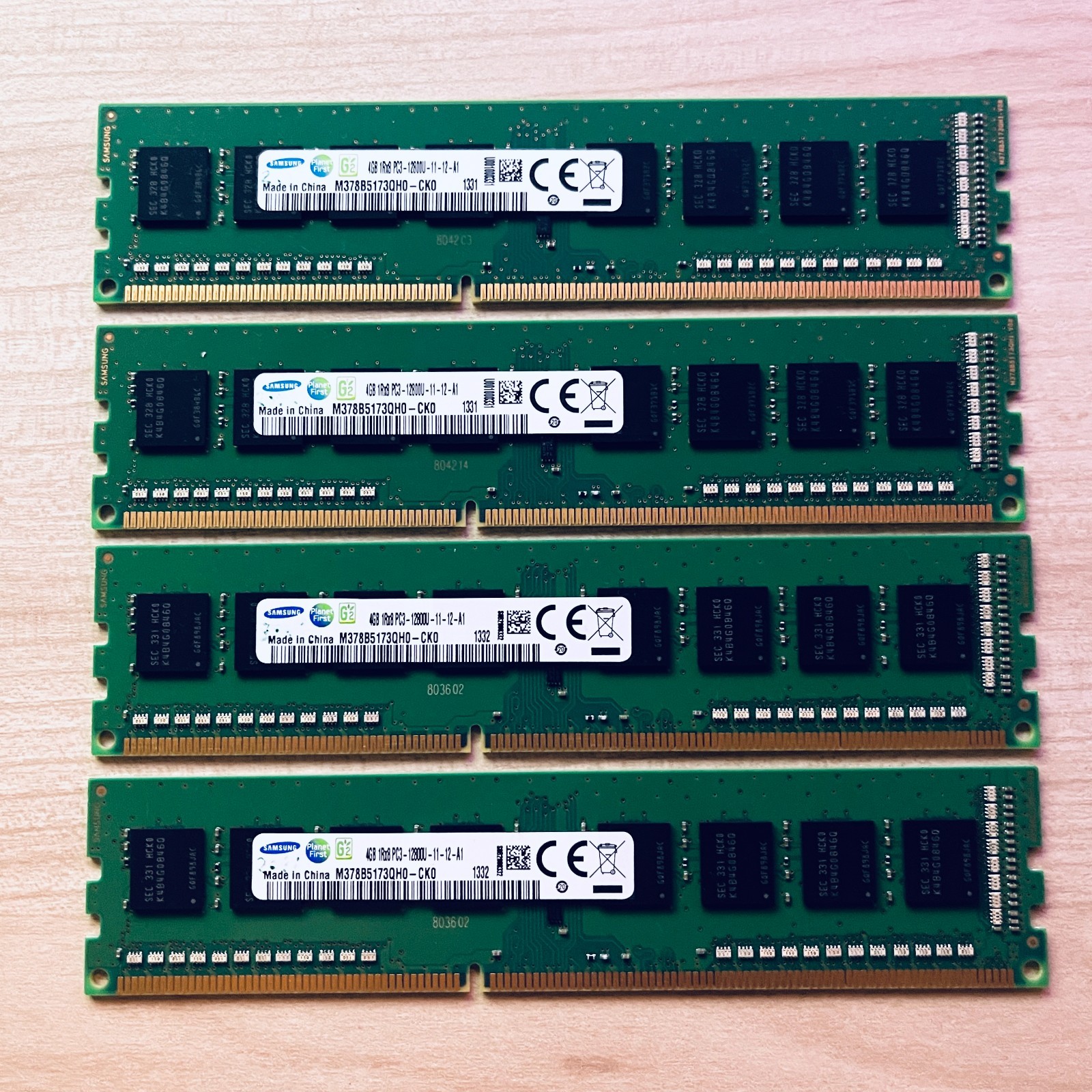 16GB Total / (4x) Samsung 4GB 1Rx8 PC3-12800U NON-ECC Memory M378B5173QH0-CK0