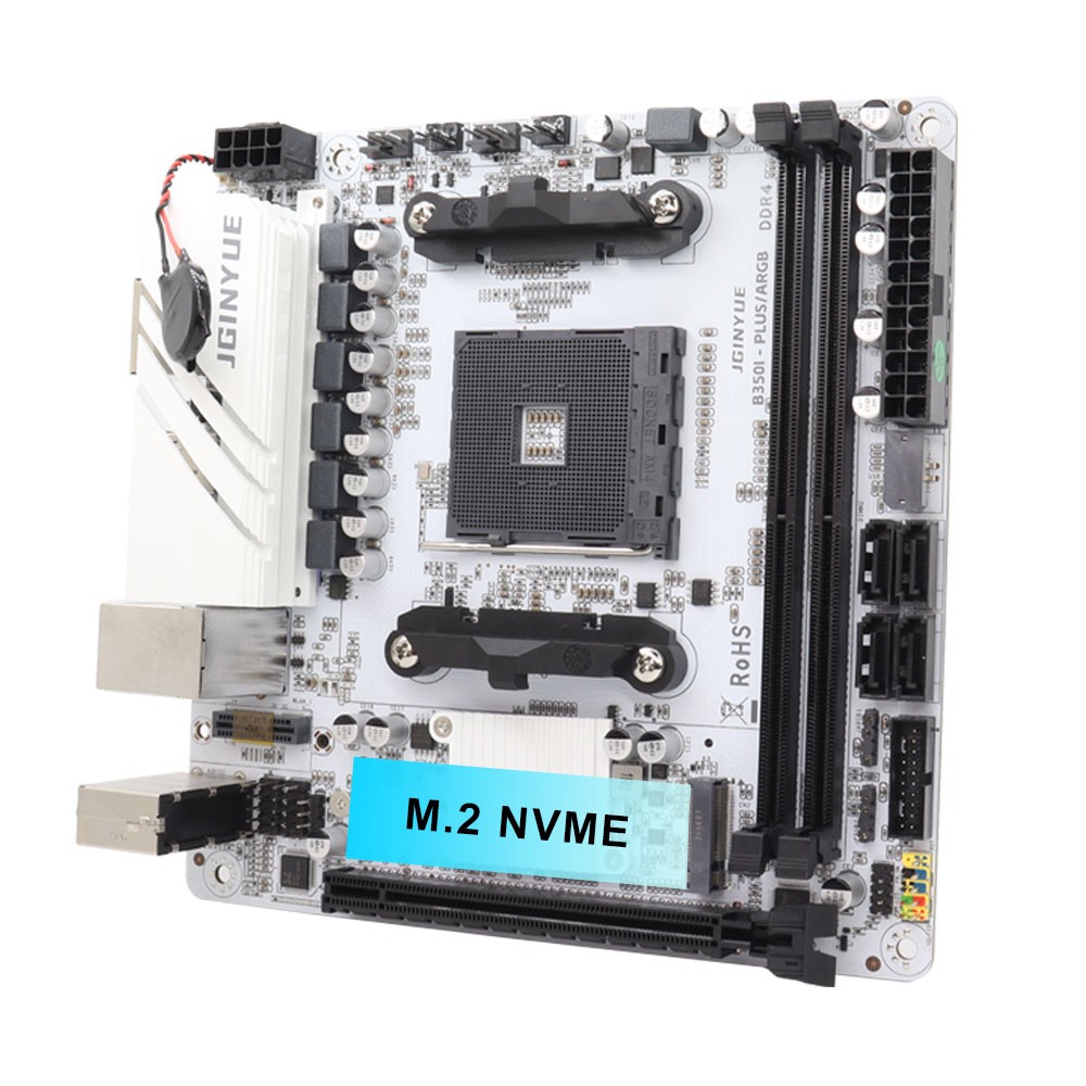 Mini ITX Motherboard AM4, B350I-PLUS ARGB 2xM.2 NVMe 2xDDR4 32GB Ryze AMD 1-5000