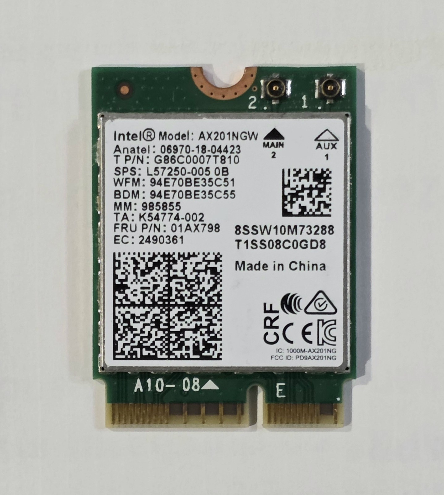 Intel WiFi 6 AX201NGW M.2 Key E Dual Band WiFi Bluetooth Card AX201 TESTED