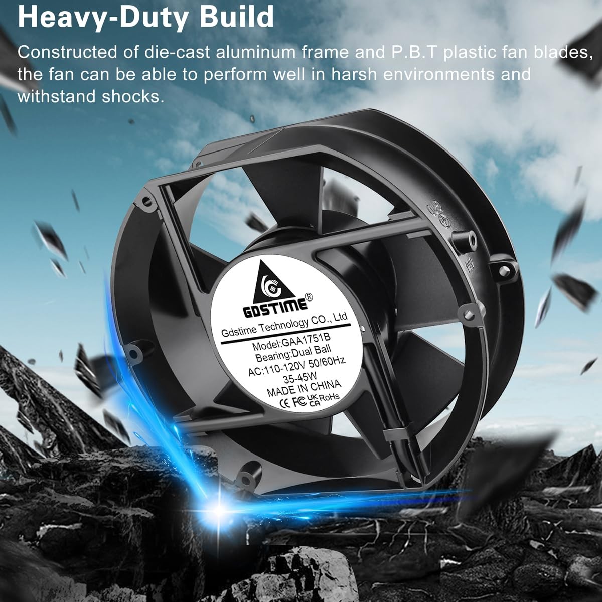 GDSTIME Axial Fan 17251, 110V 120V AC 172mm x 150mm x 51mm Dual 172x150x51mm