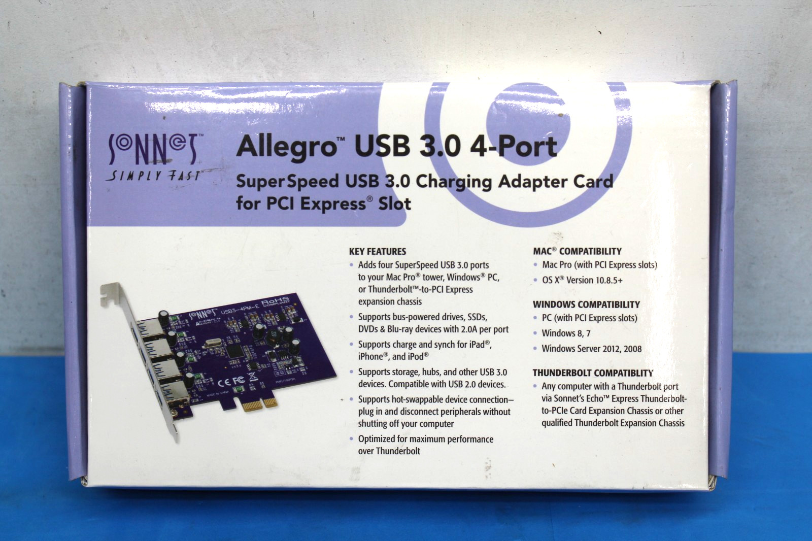 Sonnet Allegro USB 3.0 4-Port PCIe Charging Adapter Card 5 Gbps USB3-4PM-E T9-A2