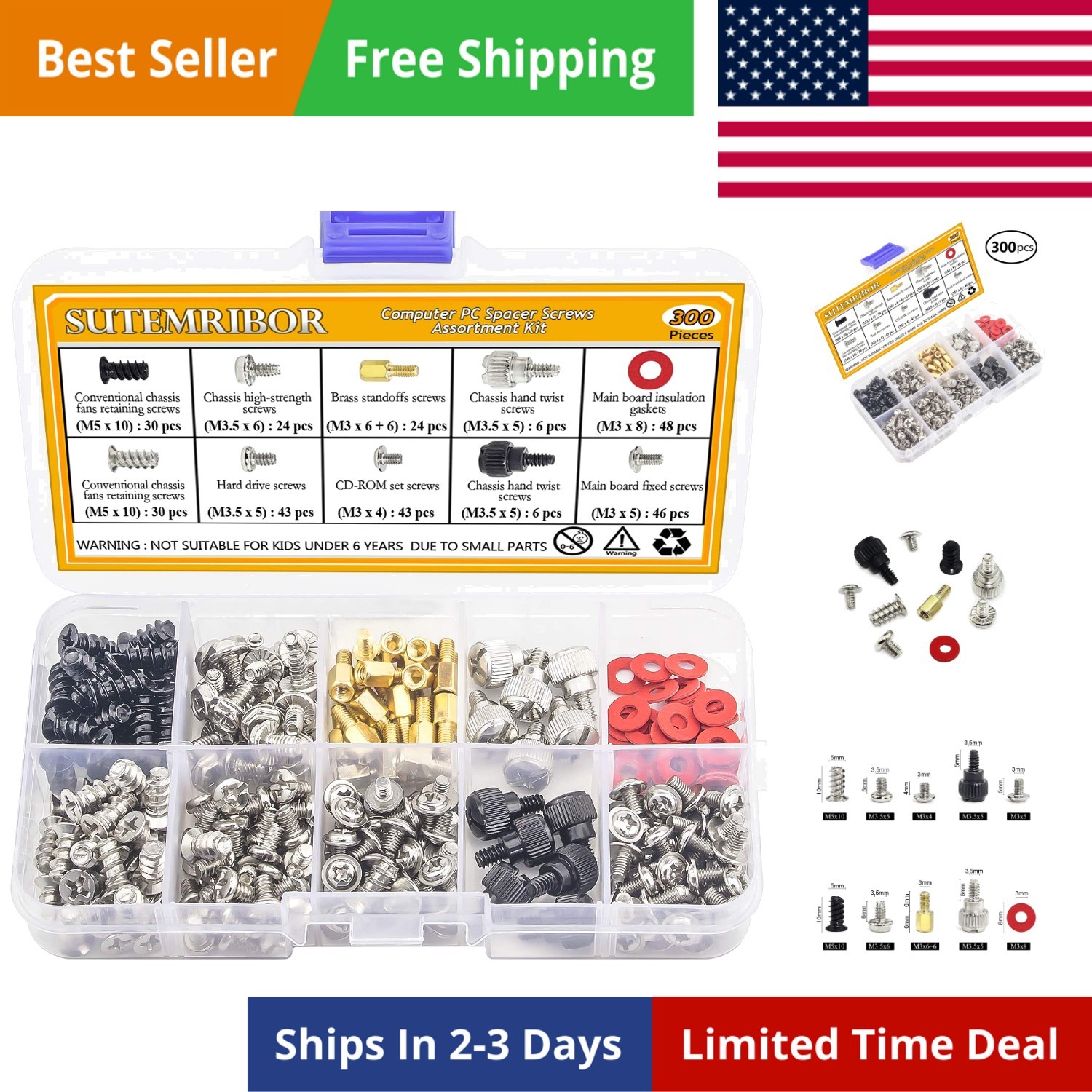 Personal Computer Screw Standoffs Set Kit for Hard Drive Computer Case Mother…