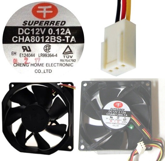 80mm*25mm Variable Speed/RPM Fan Superred CHA8012BS-TA 12VDC/12V/9V/7V 3pin ATX