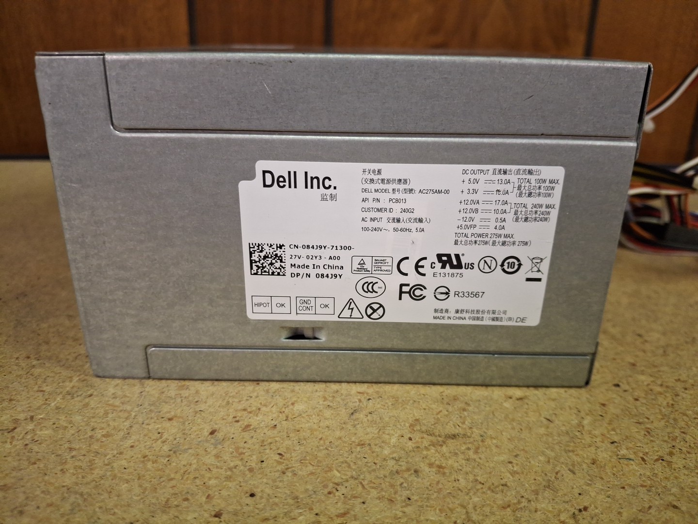 Dell AC275AM-00 Power Supply PCB013 084J9Y