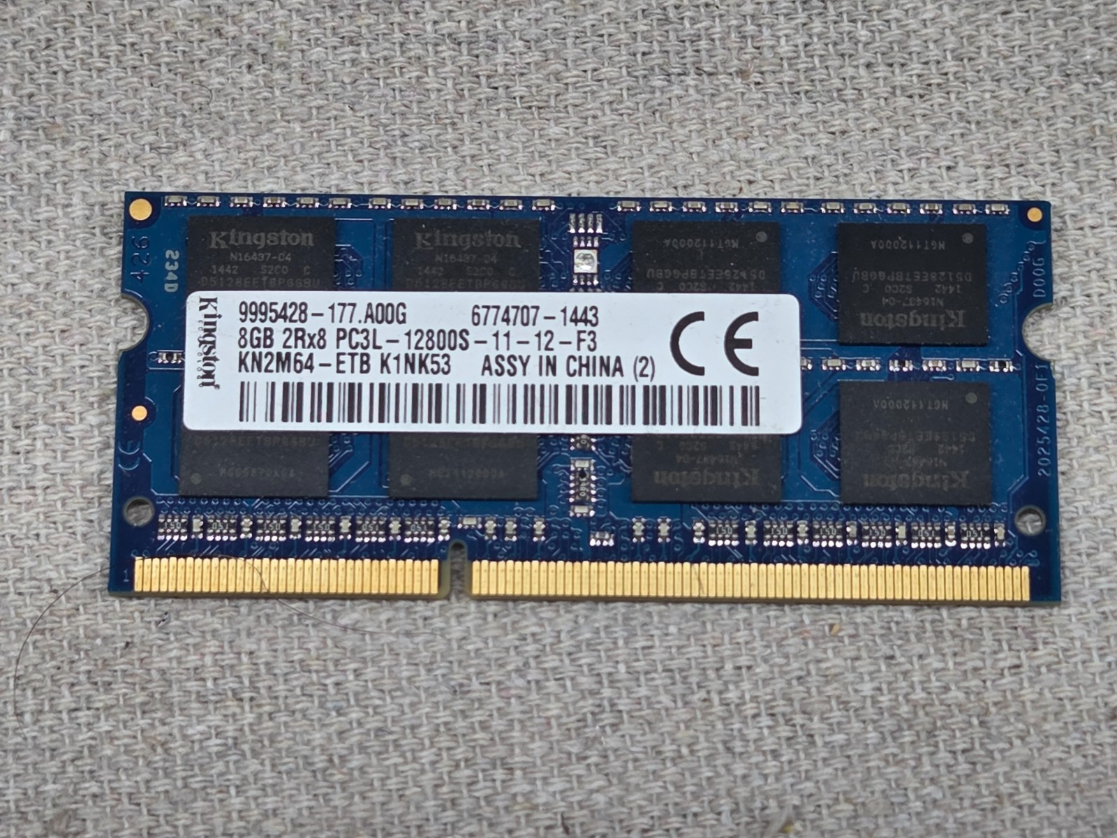 Kingston Technology 8GB 2RX8 PC3L-12800S RAM Memory DDR3 KN2M64-ETBS1