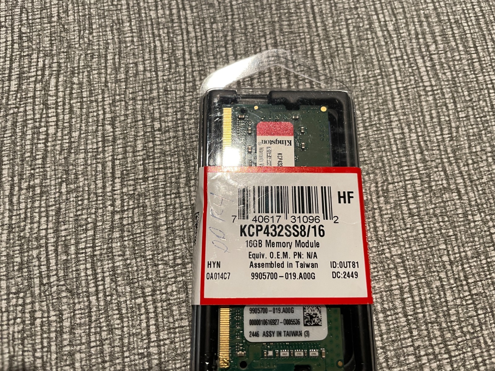 Kingston 16GB (1x16GB) 260 Pin 3200 MHz DDR4 SDRAM Module (KCP432SS816)