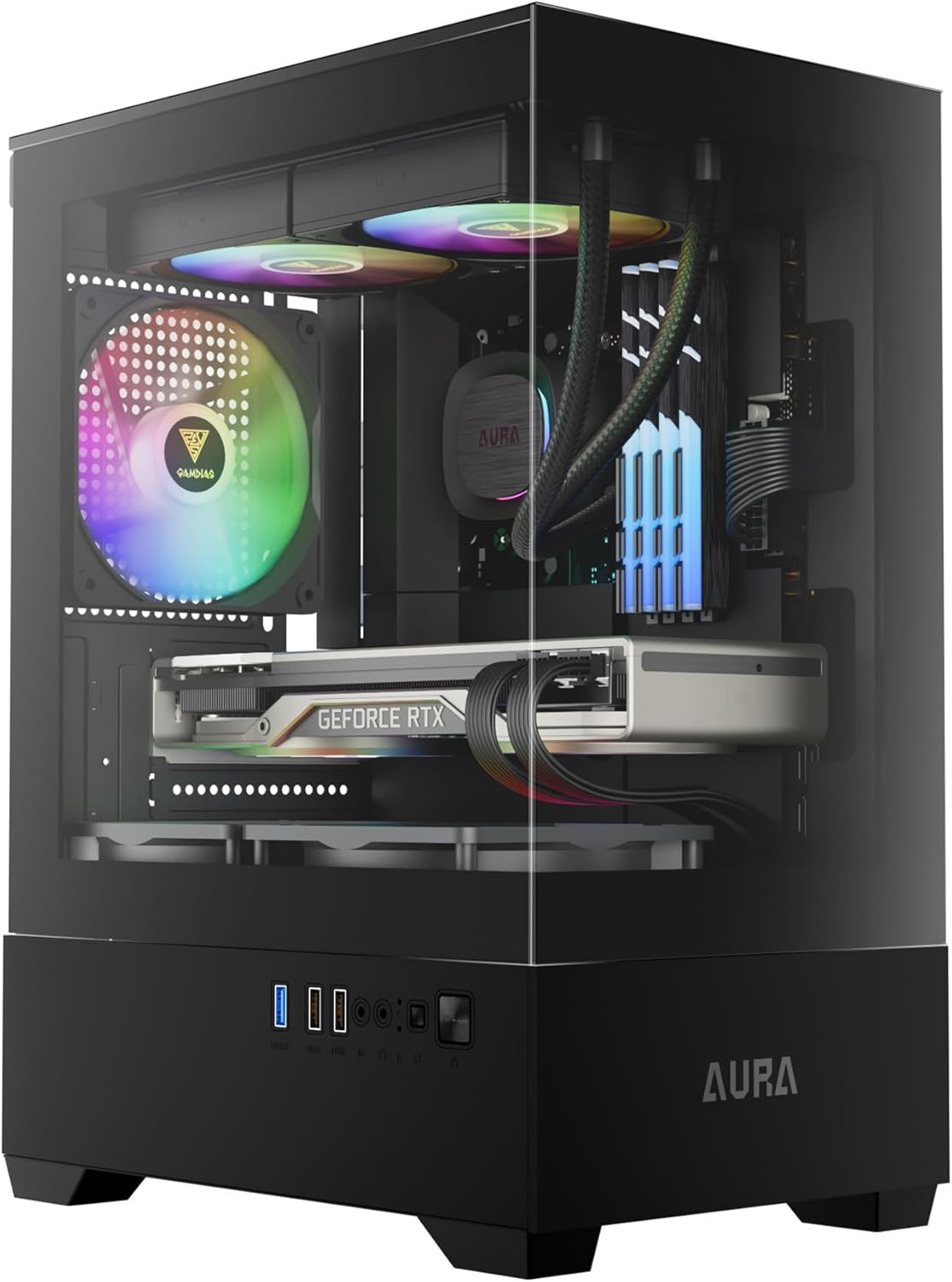 Micro-Atx Tower Computer Case with Tempered Glass, Gaming M-ATX PC Case with 3X