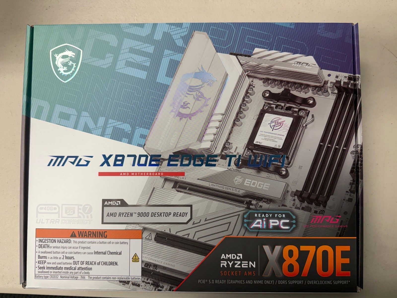MSI MPG X870E EDGE TI WIFI AM5 AMD X870E DDR5 M.2 Wi-Fi 7 MOTHERBOARD